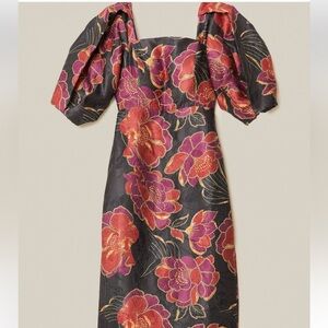 FARM Rio Black Floral Midi Dress S(more like XS) (Print Flaw – See Photos)